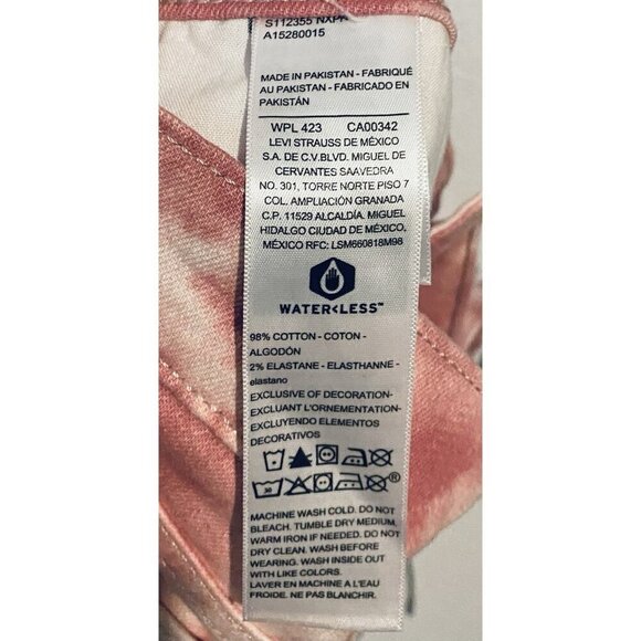 Levis Signature Shorts Womens 14 Pink Tie Dye Denim Heritage High Rise Boho - Picture 5 of 5